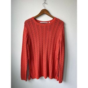 Equipment‎ Femme Sample Coral Open Knit Sweater Silk Cotton Blend Summer Size S